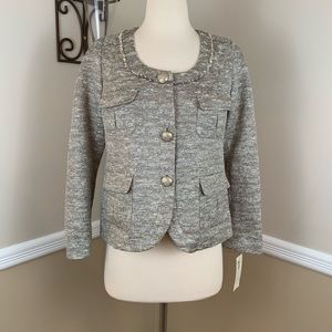 Gerard Darel Metallic Tweed Button Blazer Jacket
